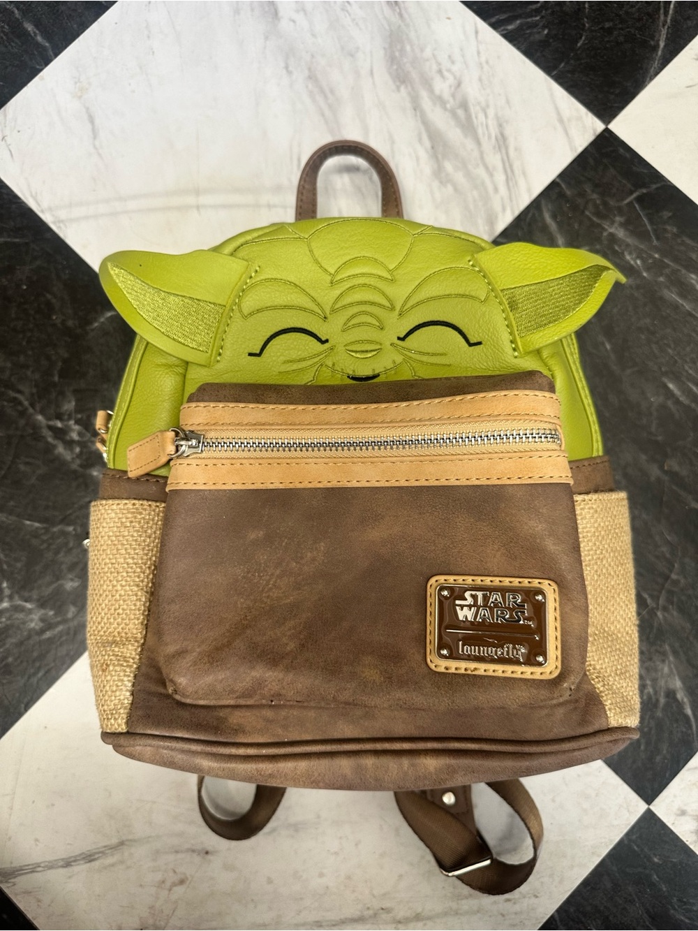 Loungefly Grogu Mini Backpack - Lime Green & Brown
